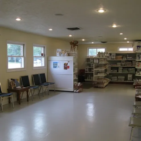 A partial view of the waiting area. We stock a variety of quality pet care and pet food products, including Hill’s Science Diet and Iams Prescription Diets.